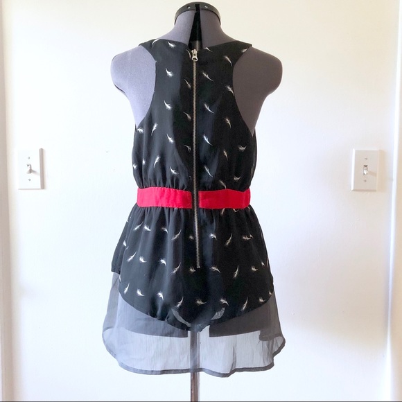 Feather Print Racer Back Blouse - Picture 4 of 7